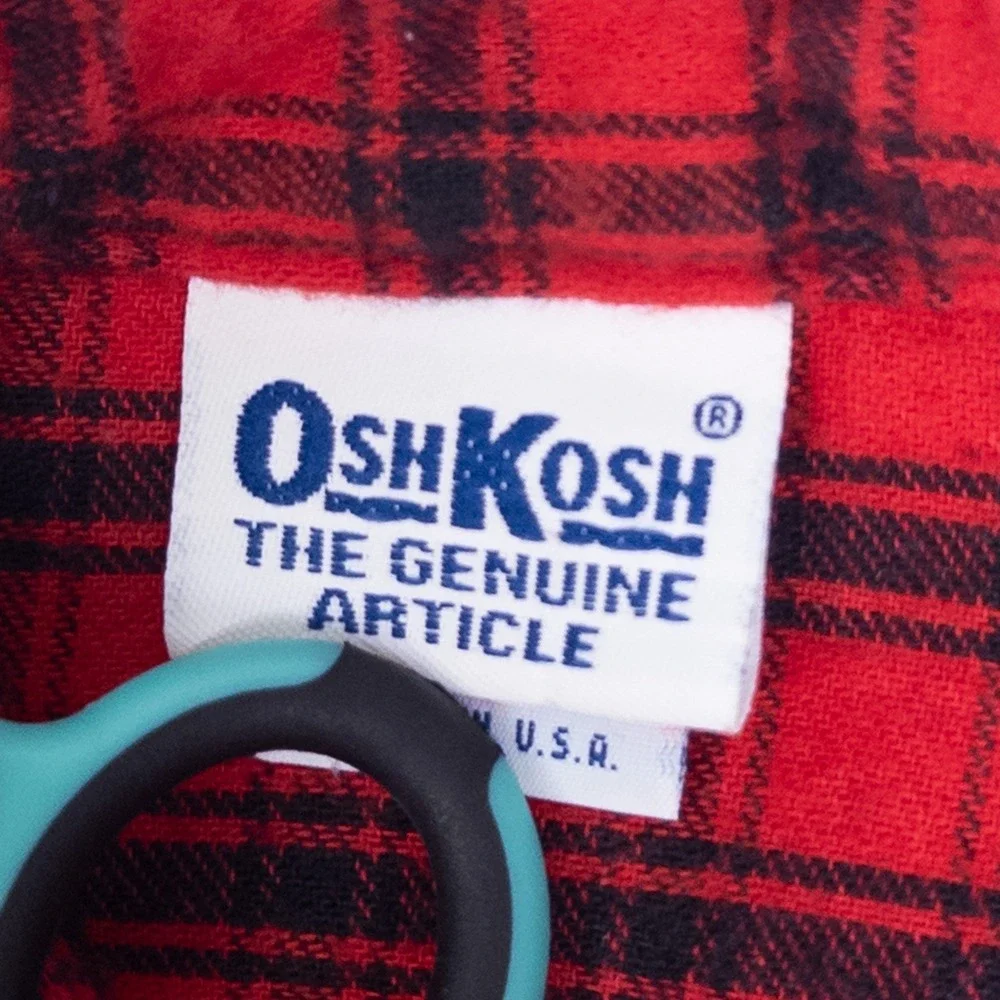 Vintage OshKosh B'gosh Flannel Shirt 90s Red Black Plaid Button Down Kids 4‎ USA